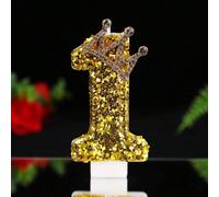 1 pièce Bougie décorative couronne dorée, bougie à insérer pour gâteau d'anniversaire, bougie de décoration de gâteau de fête de pâtisserie, bougie d'anniversaire pour adulte pour célébration du 1er a