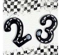1 pièce Bougie décorative pour gâteau d"anniversaire avec motif de bande de roulement de pneu de course numéros 0-9 en noir et blanc, Noël 7,5,9,2,3,4,6,8,1,0Cire