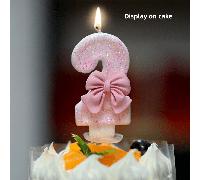 1 pièce Bougie digitale Princesse fille préférée Décoration de gâteau d'anniversaire Bougie d'anniversaire avec nœud rose Numéro 0,Numéro 1,Numéro 2,Numéro 3,Numéro 4,Numéro 5,Numéro 6,Numéro 7,Numéro