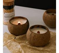1 pièce, Bougie en coquille de noix de coco de 3,9 x 2,8 pouces, 1 bougie en bol de noix de coco coulée à la main - Parfum ananas papaye, mélange de cire à double couche, bougie parfumée à la cire de 