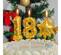 1 pièce Bougie en forme de chiffre 0-9 en or, bougie étoile pour décoration de gâteau d'anniversaire, fête, mariage, anniversaire, remise de diplôme, Nouvel An, Noël 7,5,9,2,3,4,6,8,1,0,ÉtoileCire