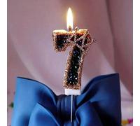1 pièce Bougie noire de décoration de gâteau en forme de couronne argentée avec strass et numéro "Joyeux anniversaire", pour fête, rentrée des classes, Saint-Valentin 7,5,9,2,3,4,6,8,1,0Cire