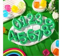 1 pièce Bougie numérique à motif de mosaïque carrée verte, bougie d'anniversaire, décoration pour gâteau de cuisson, célébrations et anniversaires 7,5,9,2,3,4,6,8,10,1,0,18,10 pièces/0 à 9 ensemble co