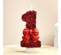 1 pièce Bougie numérique en forme de nœud rouge. Bougie d'anniversaire créative. Meilleur cadeau d'anniversaire pour maman, petite amie. Décoration de gâteau. Bougie de couleur bonbon. Meilleur cadeau