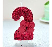 1 pièce Bougie numérique en forme de nœud rouge. Bougie d'anniversaire créative. Meilleur cadeau d'anniversaire quotidien pour maman, petite amie. Décoration de gâteau. Bougie de couleur bonbon. Meill