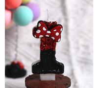 1 pièce Bougie numéro d'anniversaire avec nœud papillon noir et rouge, convient pour gâteau d'anniversaire, décoration de fête et de gâteau, décoration de chambre, cadeau, bougie d'anniversaire, décor