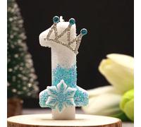 1 pièce Bougie numéro d'anniversaire, bougie gâteau d'anniversaire couronne flocon de neige bleu et blanc, bougie pailletée décoration de gâteau, convient pour les fêtes d'anniversaire des filles et d