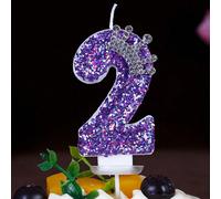 1 pièce Bougie numéro d'anniversaire, bougies chiffres violettes pour décorations de gâteau d'anniversaire, bougies de fête d'anniversaire 2,1,4,3,6,5,8,7,9,0Cire