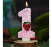 1 pièce Bougie numéro d'anniversaire fraise rose, convient pour gâteau d'anniversaire, fête et décoration de gâteau, décoration de chambre, cadeau, bougie d'anniversaire, décoration d'anniversaire, Jo