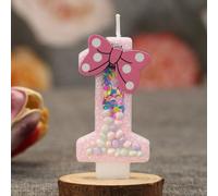 1 pièce Bougie numéro d'anniversaire thème macaron, bougie numérique décorée d'un nœud rose, cadeau de remise des diplômes 6,5,8,7,2,1,4,3,9,0,Numéro 0,Numéro 9Cire