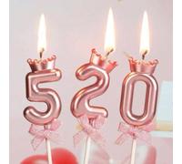 1 pièce Bougie numéro en forme de couronne or rose et nœud papillon pour gâteau d'anniversaire (0-9) 7,Taille Unique,5,9,2,3,4,6,8,1,0Cire