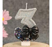 1 pièce Bougie numérotée pour anniversaire, chiffres noirs élégants de 0 à 9, bougie de gâteau de fête romantique préférée, décoration de gâteau de fête d'anniversaire, cadeau brillant de numéro pour 