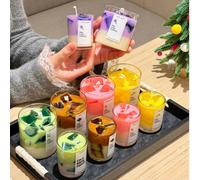 1 pièce Bougie parfumée au café glacé créative, bougie d'ambiance dégradée, parfum multicouche, parfum naturel frais longue durée, améliore le bonheur, convient pour la décoration de bureau LCire