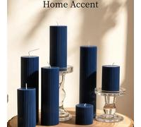 1 pièce Bougie parfumée bleu profond vintage, bougie pilier rayée, diamètre 1,97", plusieurs tailles disponibles - convient pour la méditation & l'éclairage, l'aromathérapie, le yoga, la décoration de