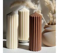 1 pièce Bougie parfumée cylindrique faite à la main, design géométrique abstrait rayé 3D esthétique, convient pour la décoration de la maison, la cheminée, la chambre, le salon, le centre de table, le
