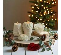 1 pièce Bougie parfumée d'art nordique, souvenir de parfum de maison créatif, bougie décorative en forme de pivoine florale tressée, ornement de bougie cylindrique blanche de style INS, convient pour