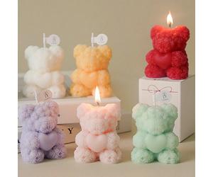 1 pièce Bougie parfumée en forme d'ours rose, décoration élégante, cadeau d'accompagnement pour mariage, décoration de maison, cadeau de la Saint-Valentin, cadeau d'anniversaire, décoration de Noël, c