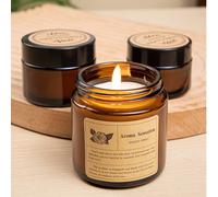 1 pièce Bougie parfumée en verre brun/transparent, cire de soja naturelle avec extraits végétaux, convient pour la décoration de rassemblements de vacances. Bougie en verre créative, avec plusieurs pa
