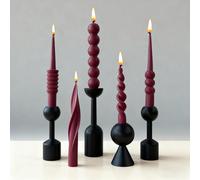 1 pièce Bougie parfumée noire/bordeaux, motif ondulé, forme ronde/hémisphérique/torsadée, cire de soja sans fumée, convient pour la création d'ambiance, la décoration de la maison, les fêtes, la décor