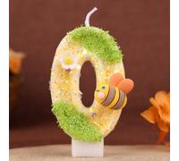 1 pièce Bougie scintillante abeille et numéro, décoration de gâteau d'anniversaire créative faite à la main pour fête, anniversaire, célébration 7,5,9,2,3,4,6,8,1,0Cire