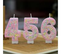 1 pièce Bougies d'anniversaire, bougies de gâteau macaron 0-9 paillettes pour décoration de gâteau pour mariage, anniversaire, fête d'anniversaire boule rose 8,boule rose 1,boule rose 7,boule rose 5,b
