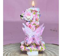 1 pièce Bougies de gâteau d'anniversaire créatives avec chiffres 0-9 et lettres, bougies décoratives faites main pour fête, design papillon rose et violet avec fleurs pailletées, convient pour anniver