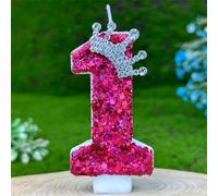 1 pièce Bougies de gâteau d'anniversaire créatives avec chiffres de 0 à 9 et lettres, décoration de gâteau artisanale DIY, décorations de fête - Set de bougies couronne de reine en strass pailletés fu