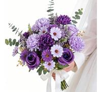 1 pièce Boule de chrysanthème artificielle & bouquet de roses, convient pour la décoration de la chambre, de la cuisine, couronne DIY, décoration d'automne, décoration intérieure/extérieure, décoratio