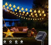 1 pièce Boule de cristal solaire à grosses ampoules 16/23/39 pi, 20/50/100 LED, guirlande lumineuse à bulles, bande lumineuse solaire extérieure étanche avec 8 modes d'éclairage, guirlande lumineuse s