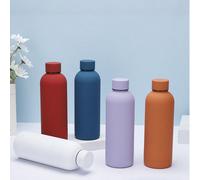1 pièce Bouteille à petite ouverture en acier inoxydable à double paroi isolée sous vide de couleur unie, portable pour le café, les sports de plein air, le yoga, le bureau, les trajets quotidiens, ca