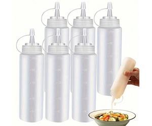 1 pièce Bouteille à presser pour ketchup 120/350/500/1000ml avec fonction de mesure, bouteille à presser pour condiments (couvercle en plastique rotatif), peut contenir de la pâte de sésame, de la sau