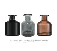 1 pièce Bouteille de diffuseur de parfum pour la maison vierge - Conteneur en verre sans couvercle pour cadeau de fête, diffuseur d'huiles essentielles avec bâtons de bambou (1 set) gris,noir mat,Brun