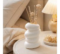 1 pièce Bouteille de diffuseur de roseaux Ins Cream 4 couches spirale en pierre de galet mat blanc, sculpture de pierre abstraite empilée, double usage pour bâtons de roseaux & fleurs séchées, décorat
