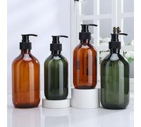 1 pièce Bouteille de recharge en plastique transparent ambre de 300/500 ml de type pression, convient pour la maison, l'hôtel, les voyages et les produits de soins corporels. Décoration de salle de ba