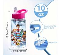 1 pièce Bouteille d'eau anti-fuite à couvercle rabattable/paille Paw Patrol, en plastique, réutilisable, 500ml (16.9oz), convient pour le camping, l'équipement de randonnée, la course/le marathon, la