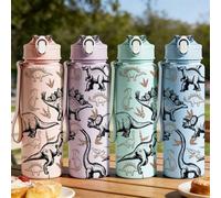1 pièce Bouteille d'eau de grande capacité 750ML/26oz avec impression 2D plate quatre couleurs et sangle d'épaule, bouteille d'eau à motif dinosaure, impression de stégosaure, tyrannosaure, tricératop