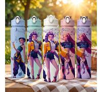 1 pièce Bouteille d'eau de sport anti-déversement à couvercle basculant style 5 couleurs K-POP Girl Group, design portable & à la mode, tasse de voyage 800ml-27oz avec sangle, paille et couvercle, des