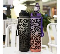 1 pièce Bouteille d'eau de sport imprimé léopard 32oz/1000ml, design élégant, plusieurs options de couleurs, avec sangle de transport pour les sports de plein air, le camping, les courts trajets, la f
