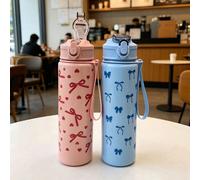 1 pièce Bouteille d'eau d'été minimaliste de 750 ml avec imprimé papillon et paille, convient pour les sports, l'extérieur, la maison, le bureau, l'école, portable et adaptée comme cadeau bleu,vert,Vi