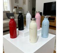 1 pièce, Bouteille d'eau isolée co-marquée 24Bottles, style minimaliste Ins, réutilisable, choix de cadeau parfait pour le bureau, l'extérieur, le camping rose clair,noir,Beige,vertBlocs de couleurAci