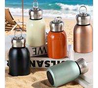 1 pièce Bouteille d'eau isolée sous vide en acier inoxydable de 300 ml avec design de poignée créative, mini pot mignon pour café/thé/eau, convient pour le camping, les fêtes, la maison, le bureau, l'