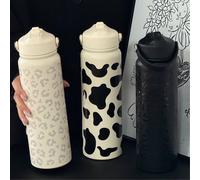 1 pièce Bouteille d'eau isotherme de 800 ml à imprimé léopard de vache - Bouteille d'eau de fitness esthétique Y2K, convient pour l'hydratation au bureau, les aventures en plein air, les pique-niques,