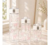 1 pièce Bouteille d'eau rétro de 14oz/20oz/27oz, tasse en plastique à simple couche en forme de cœur à nœud et marguerite - Tasse à café glacé réutilisable pour le camping en plein air, portable et du