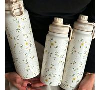 1 pièce Bouteille isotherme en acier inoxydable à double paroi Daisy de 600 ml/20,29 oz, 800 ml/27,06 oz, 1000 ml/33,82 oz. Gourde, flasque, bouteille isotherme, bouteille d'eau de sport portable, mug