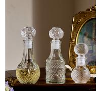 1 pièce Bouteille vintage fendue, bouteille décorative de table à domicile en vide et rechargeable, bouteille en verre transparent créative et gravée mini, bouteille de liquide de parfum de voyage (di