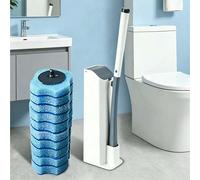 1 pièce Brosse de toilette à long manche avec 8 têtes de nettoyage remplaçables. Décoration de salle de bain Été Brosse de toilette + 8 têtes de rechange,8 têtes de remplacementplastique