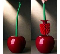 1 pièce Brosse de toilette cerise, brosse de toilette à long manche avec poils doux, ensemble de brosse de nettoyage en plastique, convient pour la décoration de salle de bain/hôtel, décoration d'auto