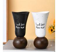 1 pièce Brûle-encens embossé islamique, lanterne de temple arabe brûle-parfum de luxe, décoration artisanale pour la maison et les fêtes Brûle-encens rond en bois grainé blanc marron,Brûle-encens rond