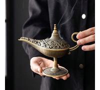 1 pièce Brûle-encens en forme de lampe, décoration aromatique de bureau vintage, porte-encens, brûleur de vœux, fourneau à encens en métal, décoration de maison, aromathérapie, tour à bâtons d'encens,