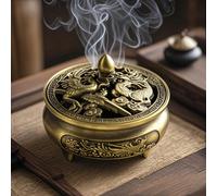 1 pièce Brûle-encens en métal creux mini dragon et phénix - Support en forme de cône creux inspiré du zen, sans besoin d'électricité, avec des rainures précises et des sculptures détaillées, parfait p